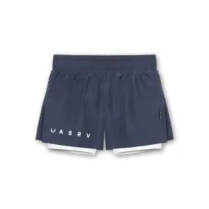 0603. Laser Cut 3" High Split Liner Short - Navy/White