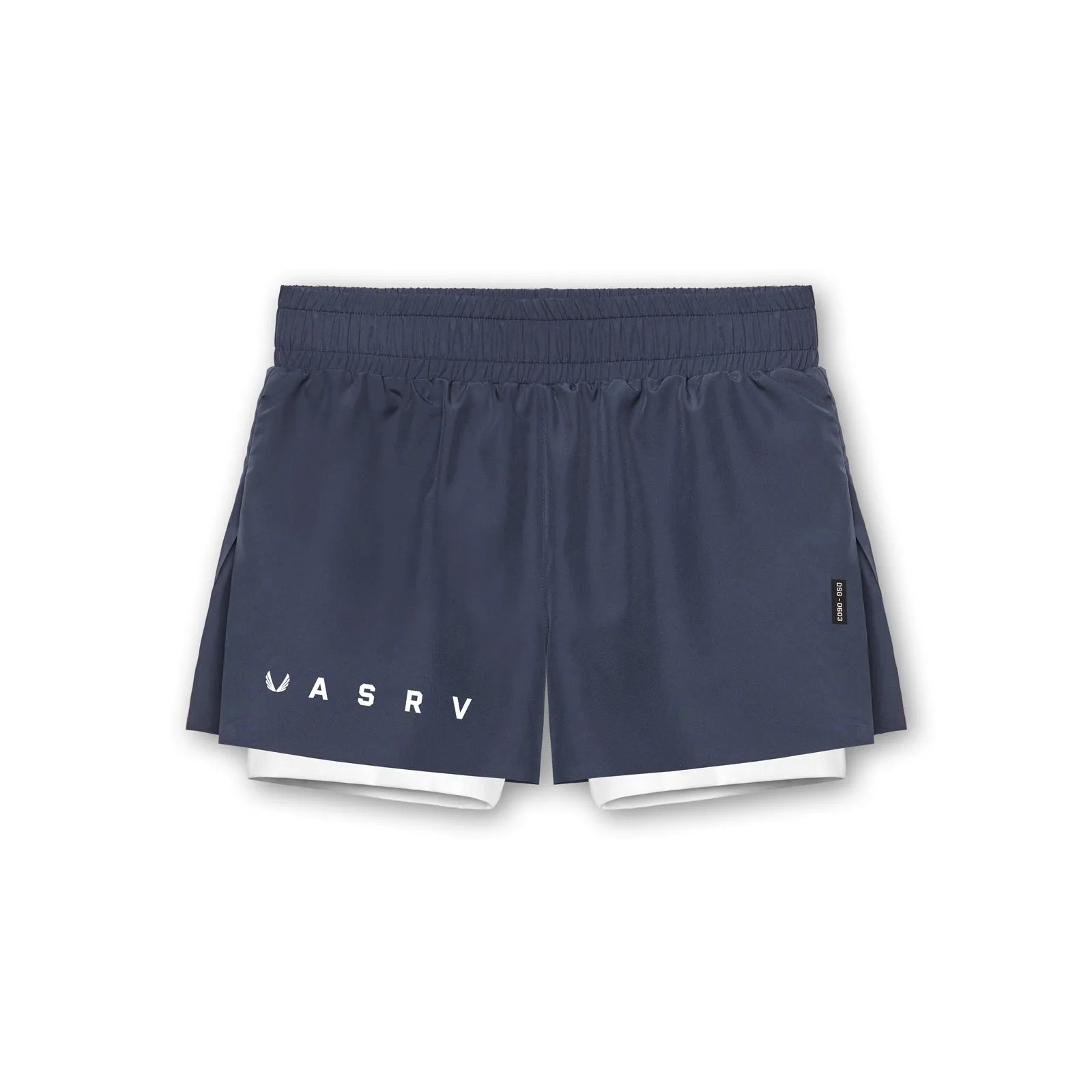 0603. Laser Cut 3" High Split Liner Short - Navy/White