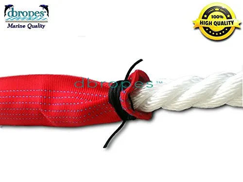 1/2" X 6' Three Strand Mooring Pendant 100% Nylon Rope with Thimble and Chafe Guard. Made in USA.