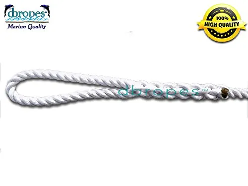 1/2" X 6' Three Strand Mooring Pendant 100% Nylon Rope with Thimble and Chafe Guard. Made in USA.