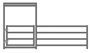 12'W x 3'H Mini Horse Corral Panel W/ Gate 4-Rail 1-3/8