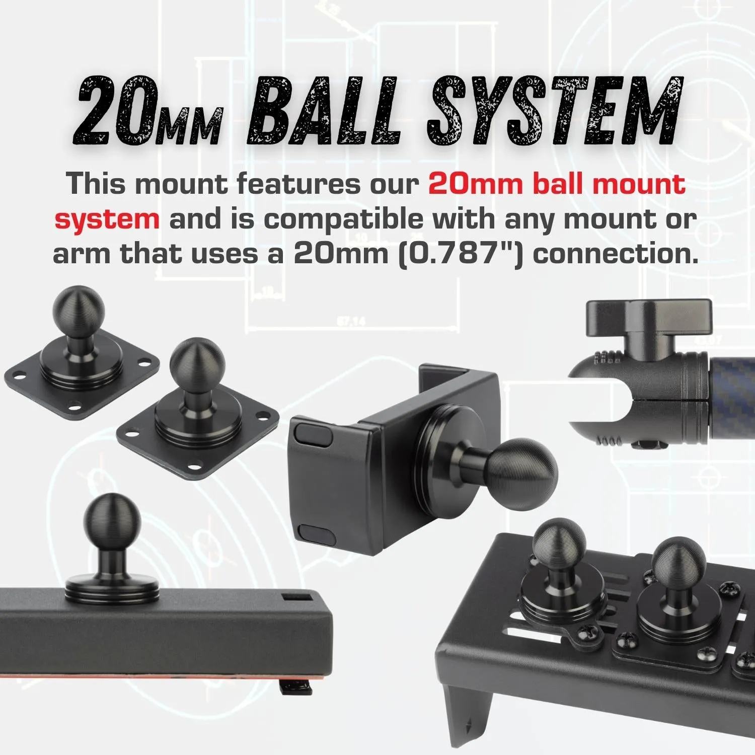 2013-2018 RAM Truck & 2019  RAM 1500 Classic 20mm 3-Ball Metal Dash Mount