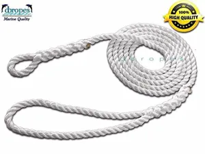 3/4" X 15' Three Strand Mooring Pendant 100% Nylon Rope With Blue Chafe Guard Without Thimble . (TS 13800 Lbs.) Made in USA. FREE EXPEDITED SHIPPING