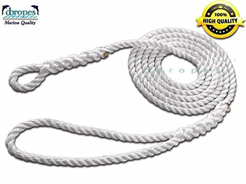 3/4" X 15' Three Strand Mooring Pendant 100% Nylon Rope With Blue Chafe Guard Without Thimble . (TS 13800 Lbs.) Made in USA. FREE EXPEDITED SHIPPING