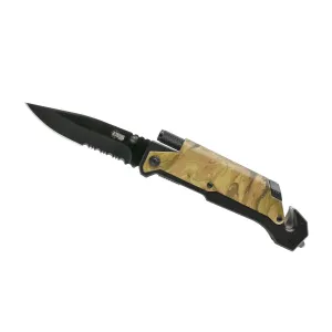 5 N1 Survival Knife with LED Flashlight & Fire Starter with Camo Handle