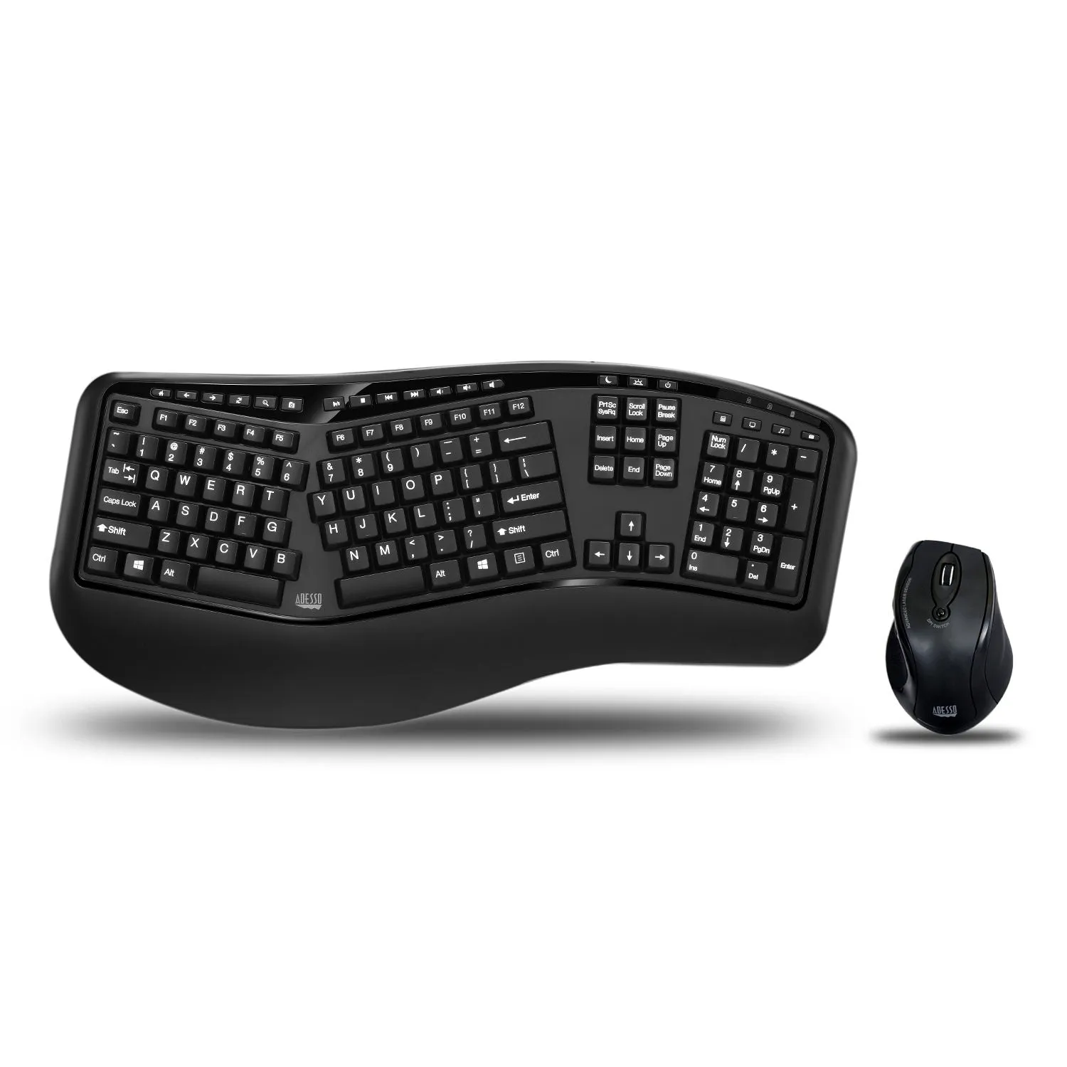 Adesso Wireless Ergonomic Keyboard and Laser Mouse