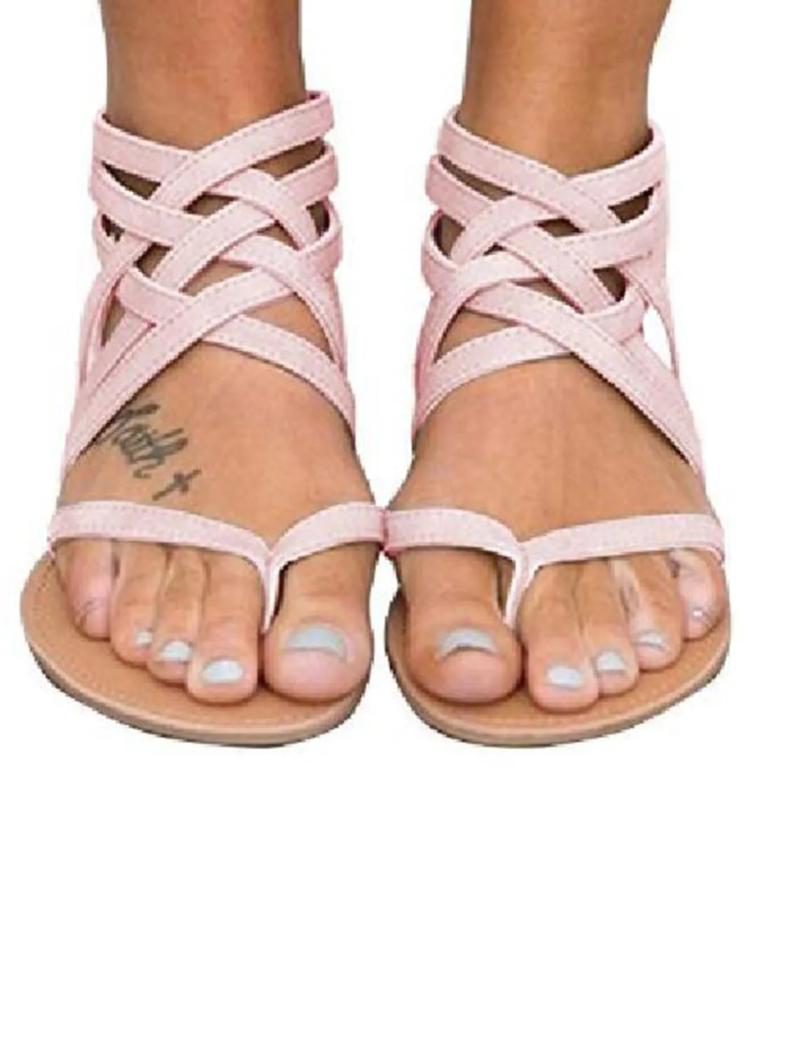 Amozae-Solid Lace-up Front Sandals