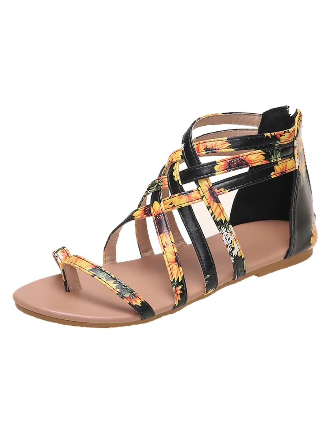 Amozae-Solid Lace-up Front Sandals