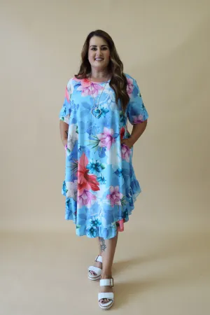 Angie Floral Dress in Blue