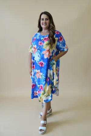 Angie Floral Dress in Royal Blue