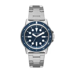 Armani Exchange Blue Face Silver Strap Gents Watch