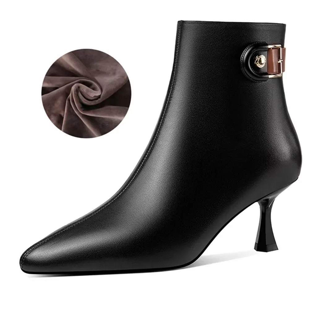 CowHide Chic Pointed-Toe Luxury Winter Boots