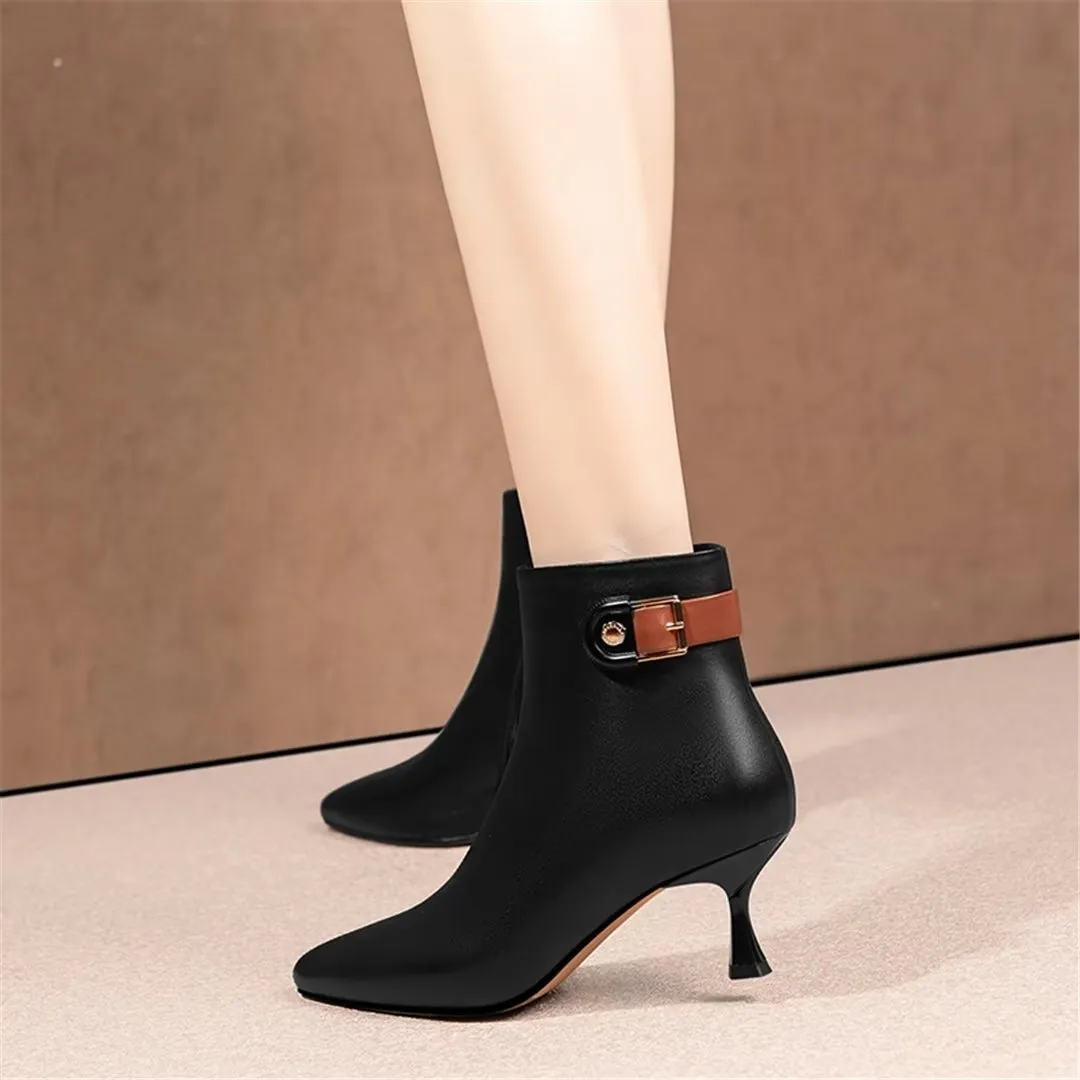 CowHide Chic Pointed-Toe Luxury Winter Boots