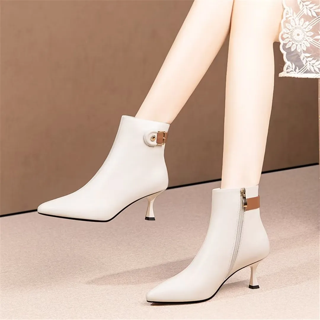 CowHide Chic Pointed-Toe Luxury Winter Boots