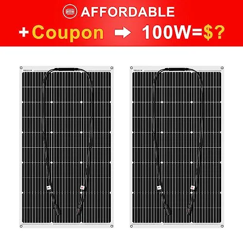 DOKIO Semi-Flexible 2x100W(200W) 12V Solar Panel Lightweight Monocrystalline for Caravan RV Boat Camper