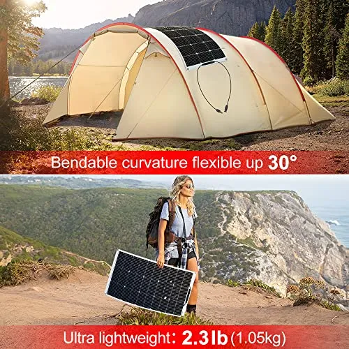 DOKIO Semi-Flexible 2x100W(200W) 12V Solar Panel Lightweight Monocrystalline for Caravan RV Boat Camper