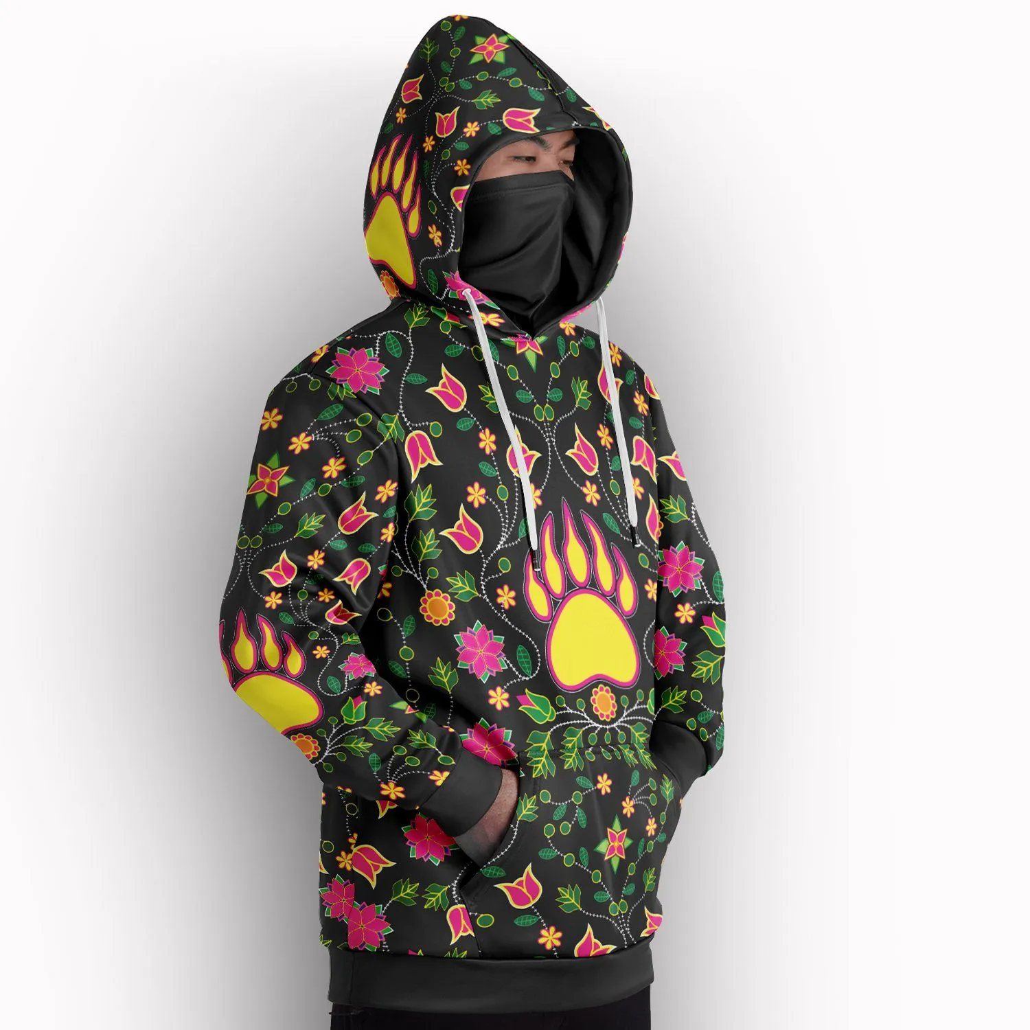 Floral Bearpaw Pink and Yellow Hoodie with Face Cover