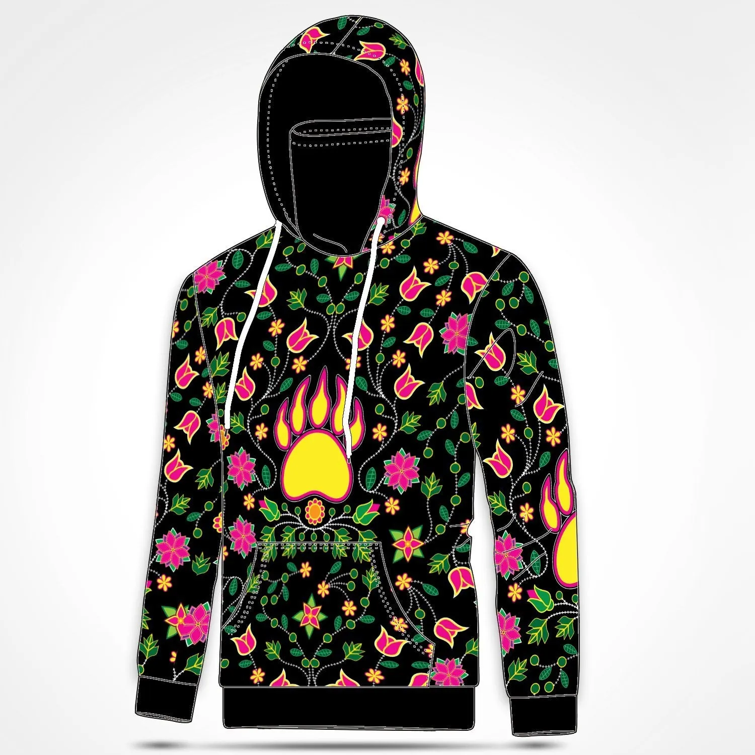 Floral Bearpaw Pink and Yellow Hoodie with Face Cover