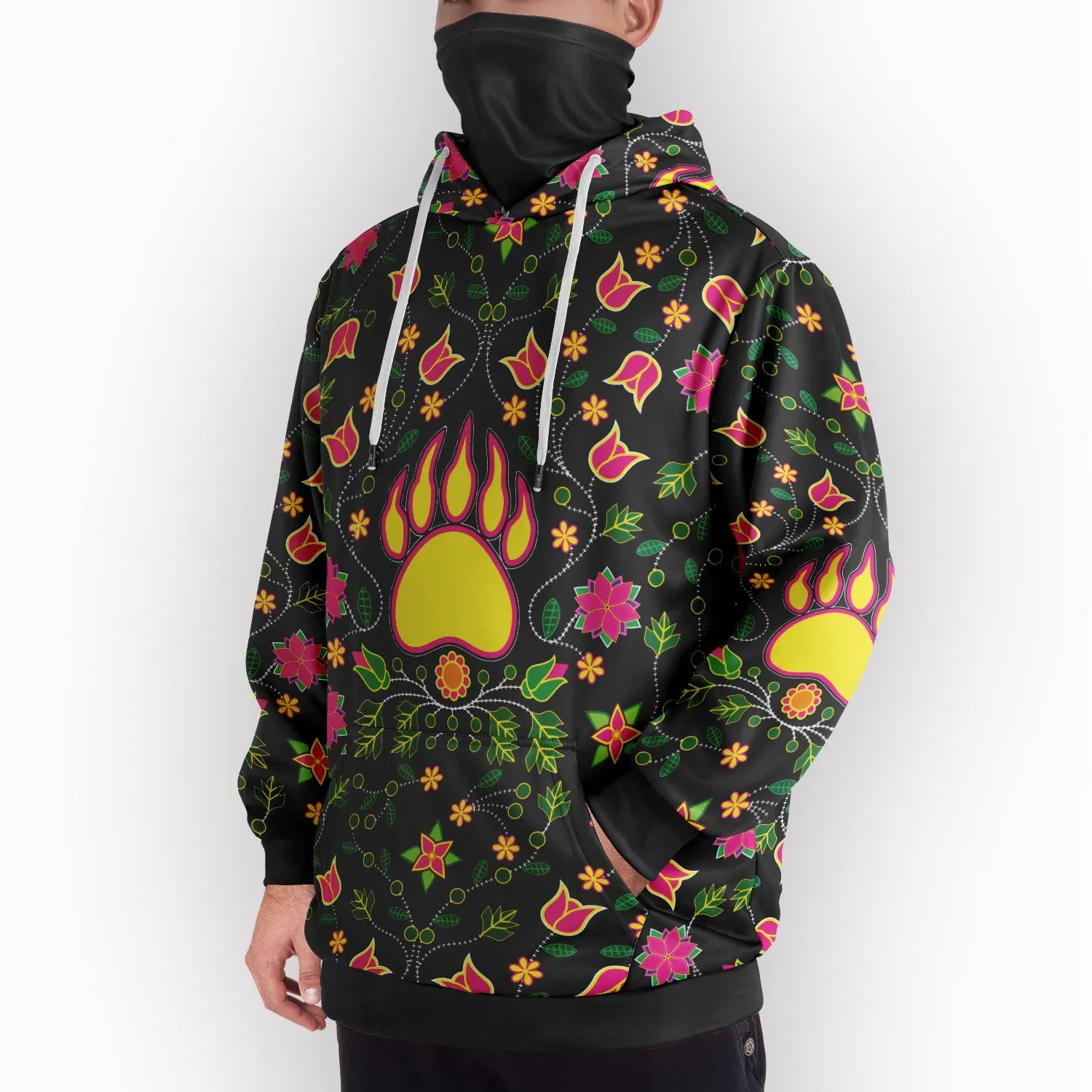 Floral Bearpaw Pink and Yellow Hoodie with Face Cover