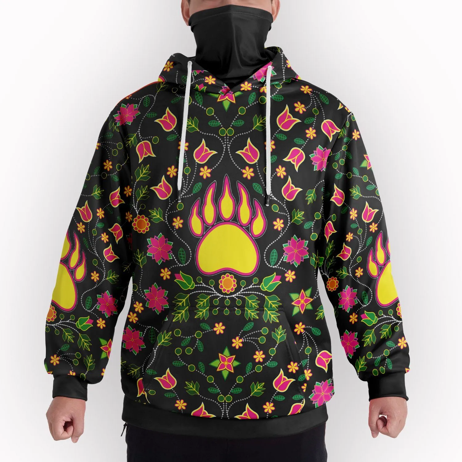 Floral Bearpaw Pink and Yellow Hoodie with Face Cover