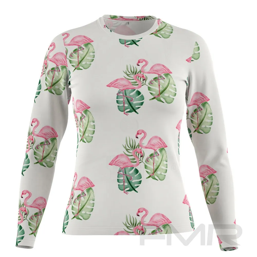 FMR Women's Flamingo Print Long Sleeve Running Shirt