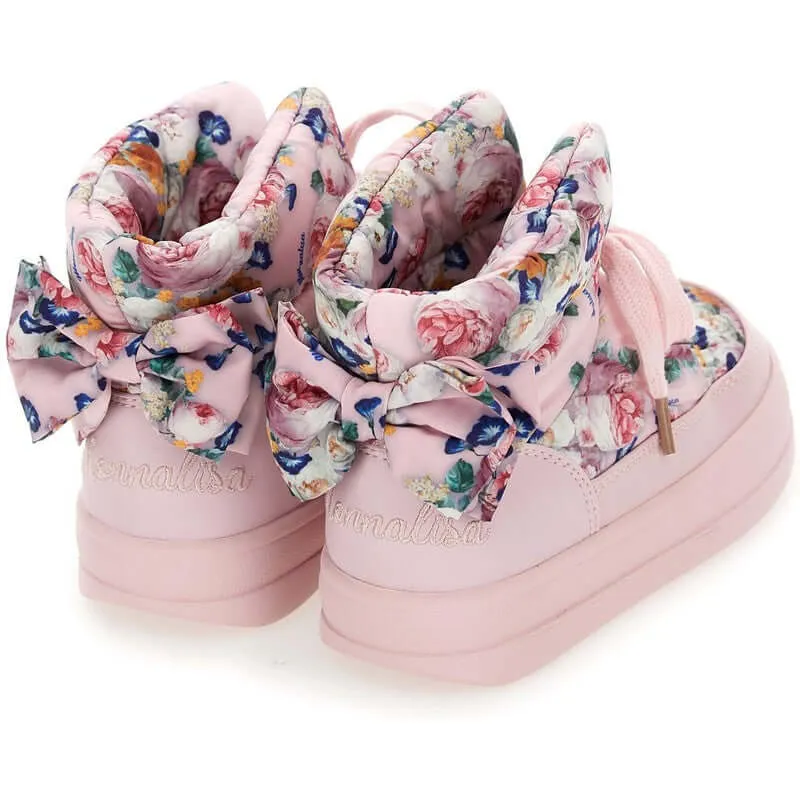 Girls Pink Floral Boots