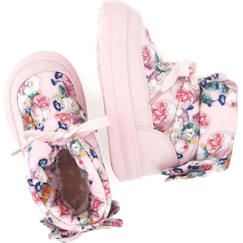 Girls Pink Floral Boots