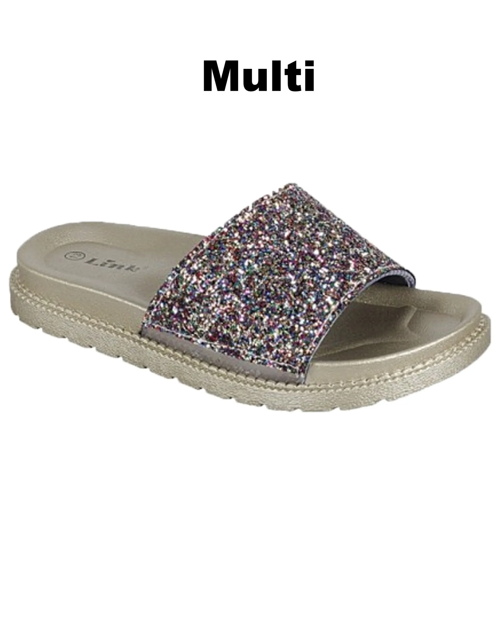 Glitter Slide Sandals - Women