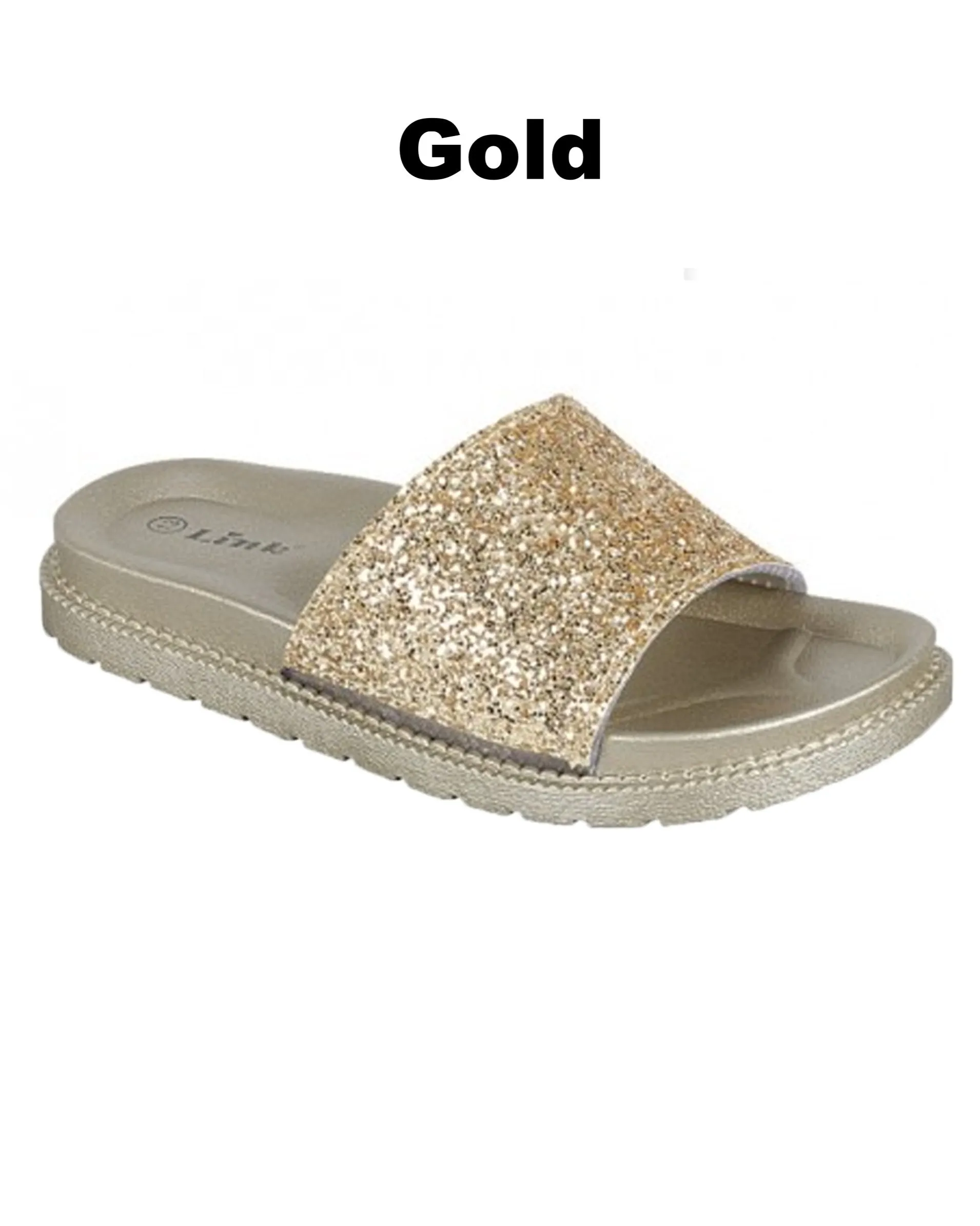 Glitter Slide Sandals - Women