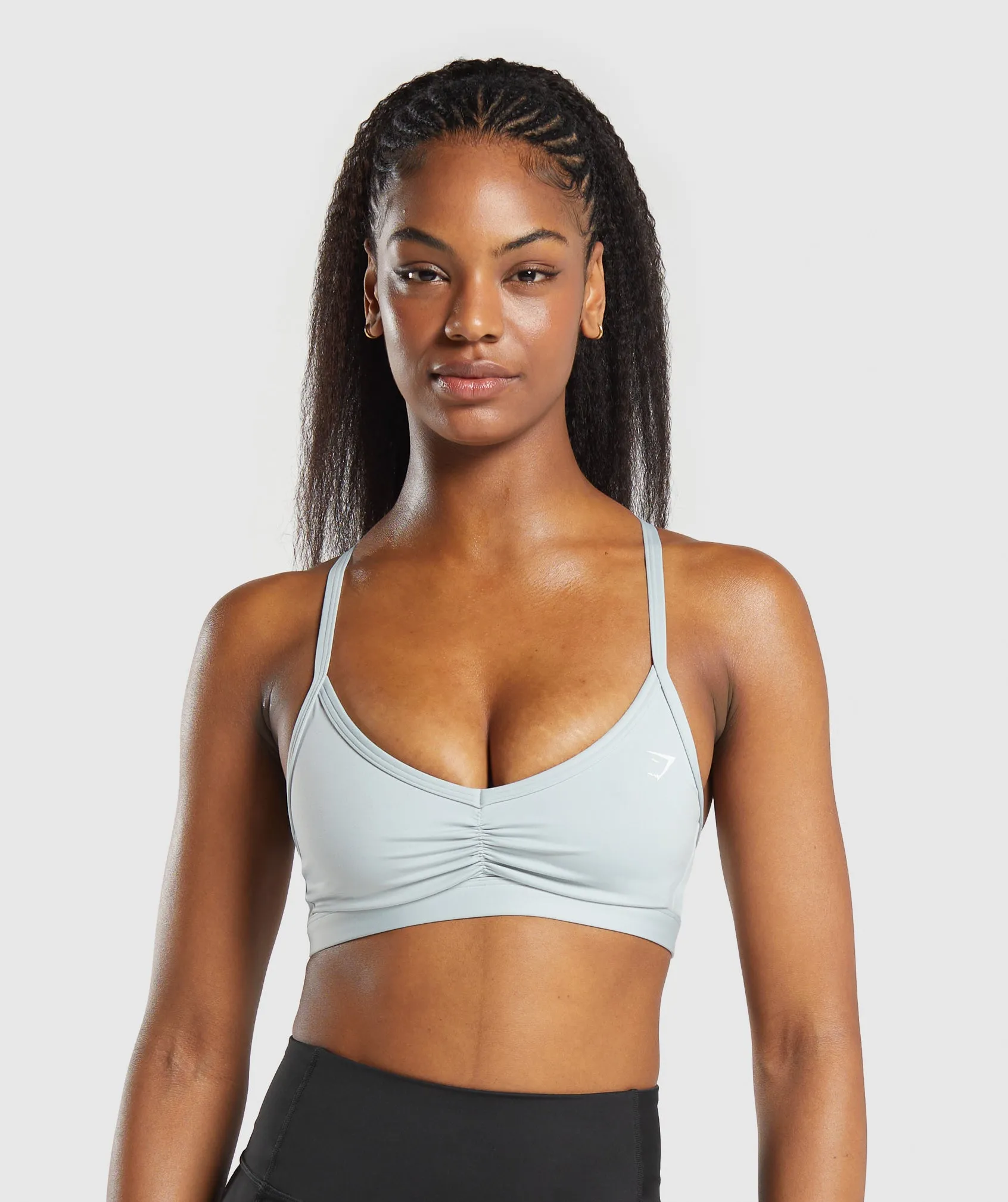 Gymshark Ruched Strappy Sports Bra - Cool Blue