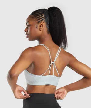 Gymshark Ruched Strappy Sports Bra - Cool Blue