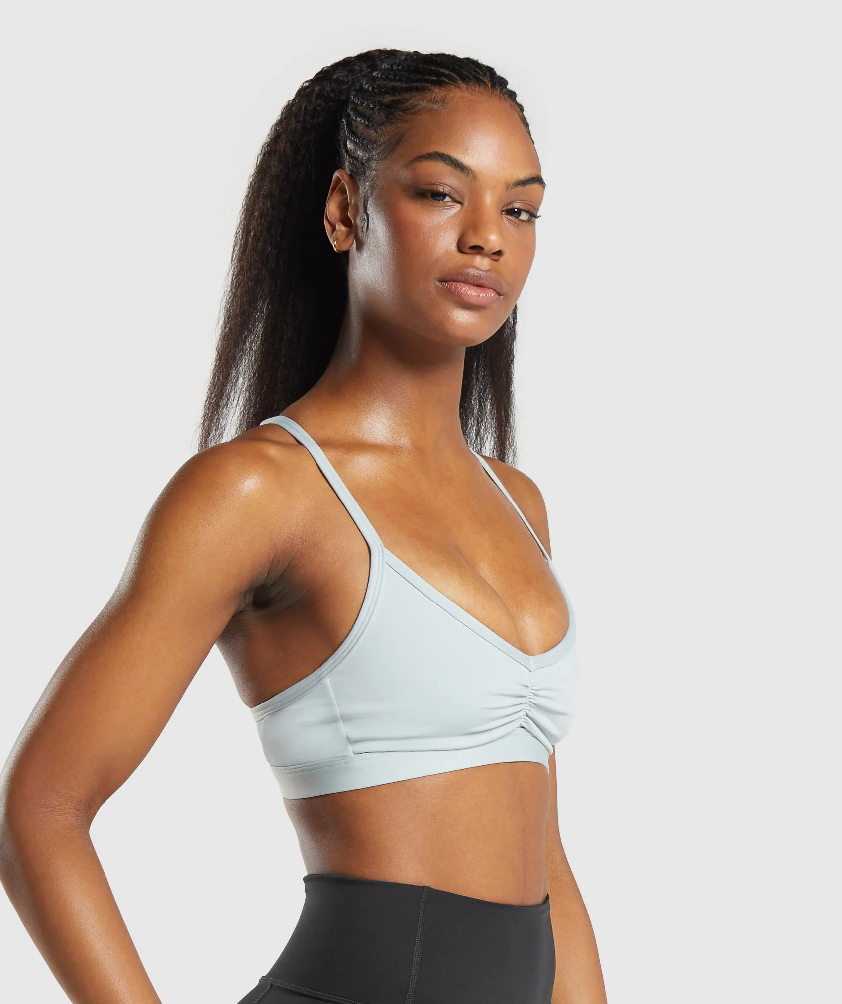 Gymshark Ruched Strappy Sports Bra - Cool Blue