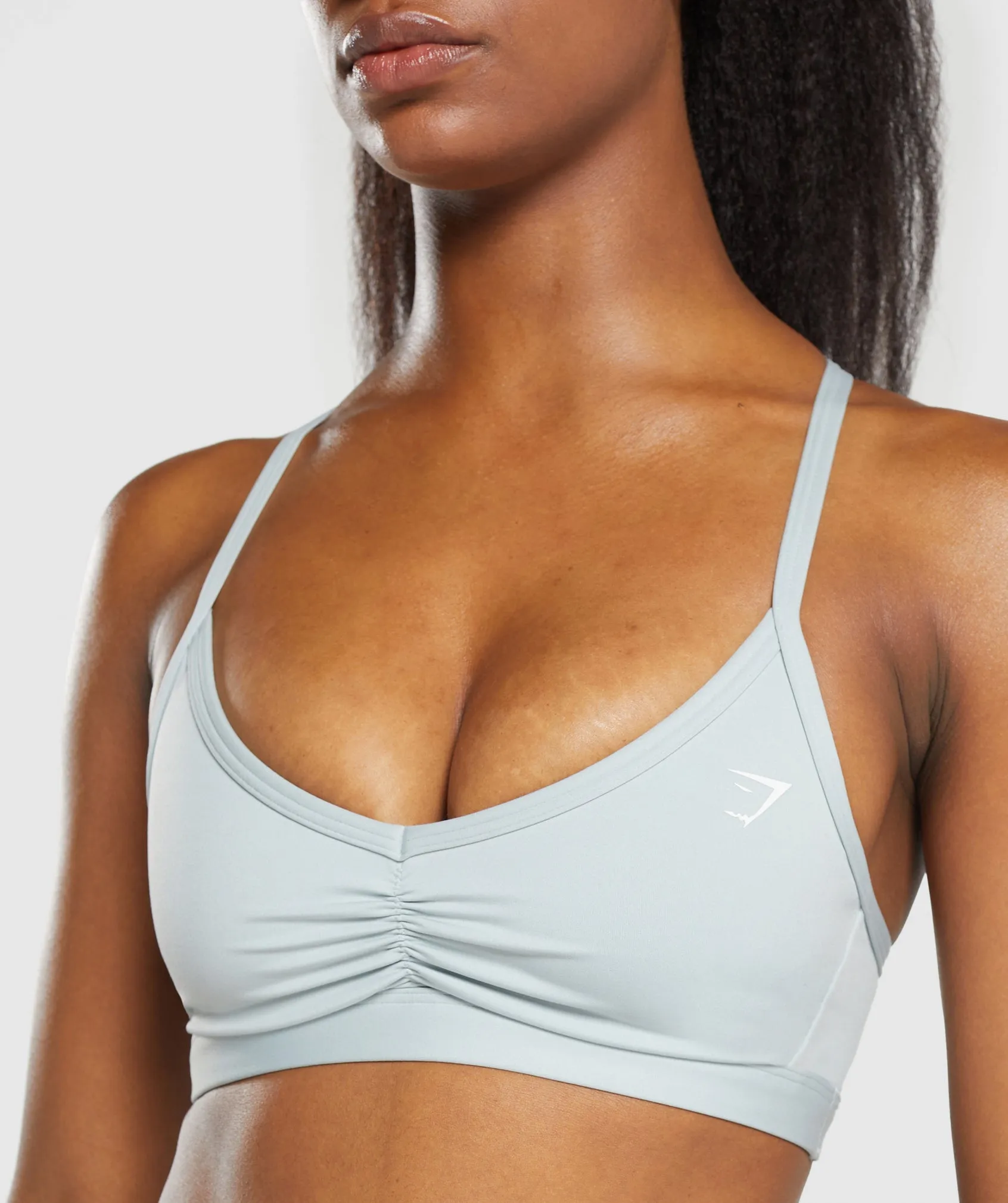 Gymshark Ruched Strappy Sports Bra - Cool Blue