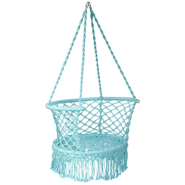 Hanging Hammock Chair with 330 Pounds Capacity and Cotton Rope Handwoven Tassels Design