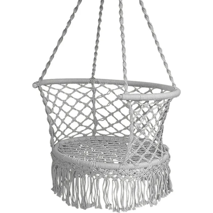 Hanging Hammock Chair with 330 Pounds Capacity and Cotton Rope Handwoven Tassels Design