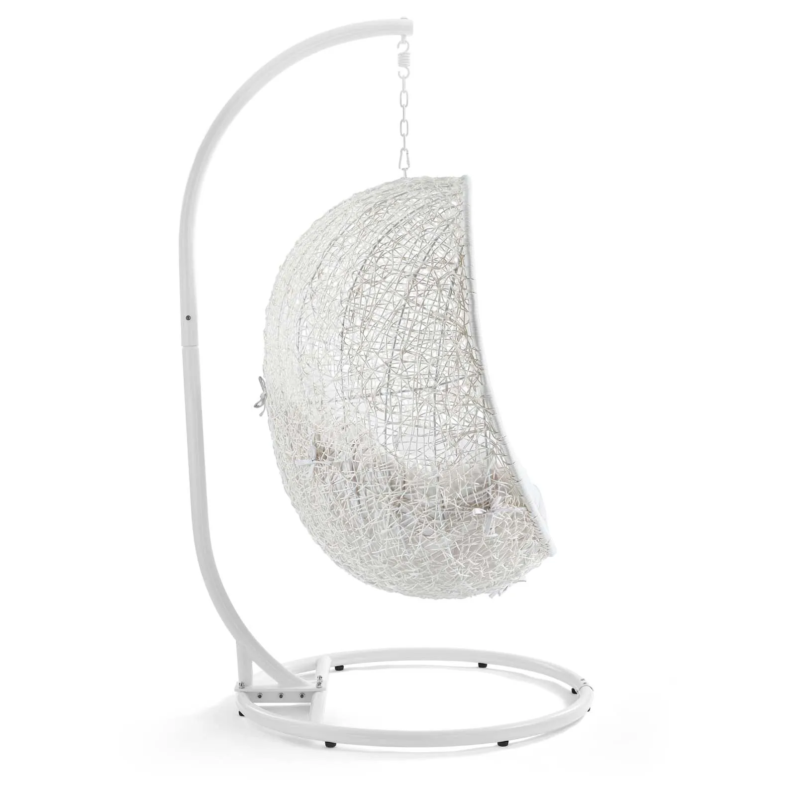 Hide Outdoor Patio Sunbrella® Swing Chair With Stand White White EEI-3929-WHI-WHI