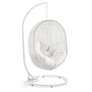 Hide Outdoor Patio Sunbrella® Swing Chair With Stand White White EEI-3929-WHI-WHI