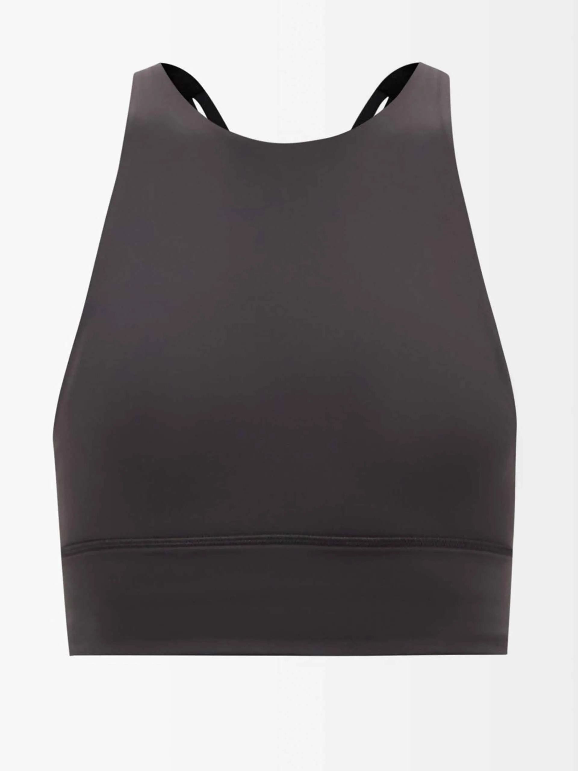 High-neck medium-impact sports bra