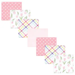 Hudson Baby Cotton Flannel Receiving Blankets Bundle, Pink Tulips