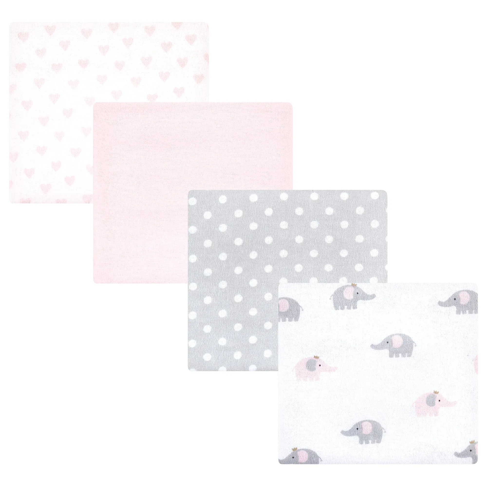 Hudson Baby Cotton Flannel Receiving Blankets, Pink Gray Elephant