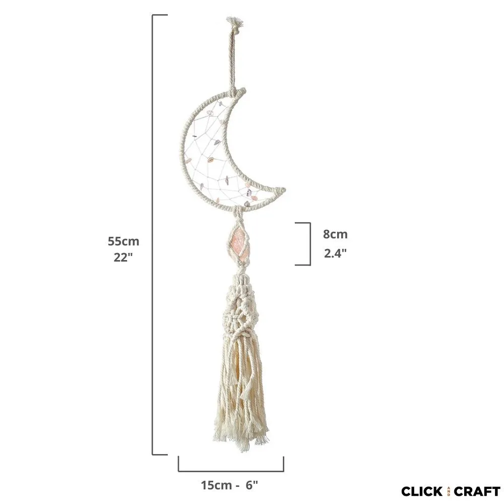 Macrame Wall Hanging with Rose Crystal Quartz