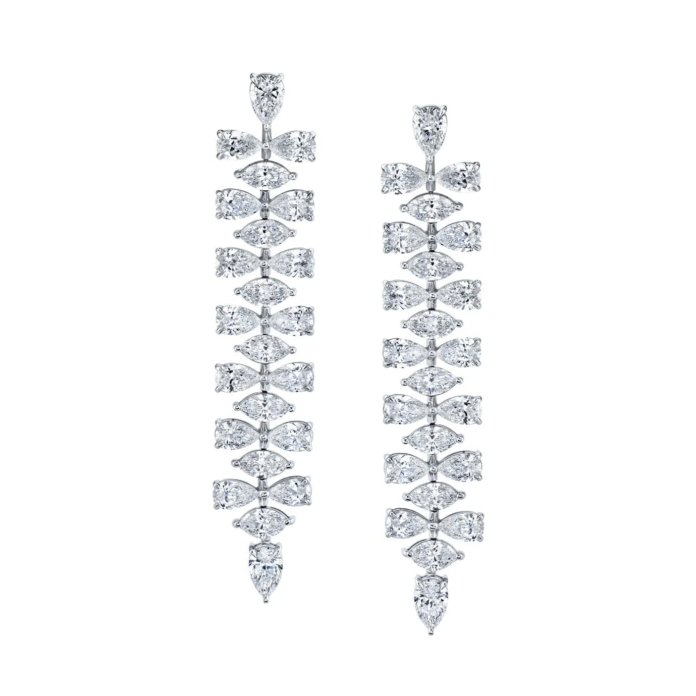 Marquise and Pear Shape Diamonds Dangle Earrings