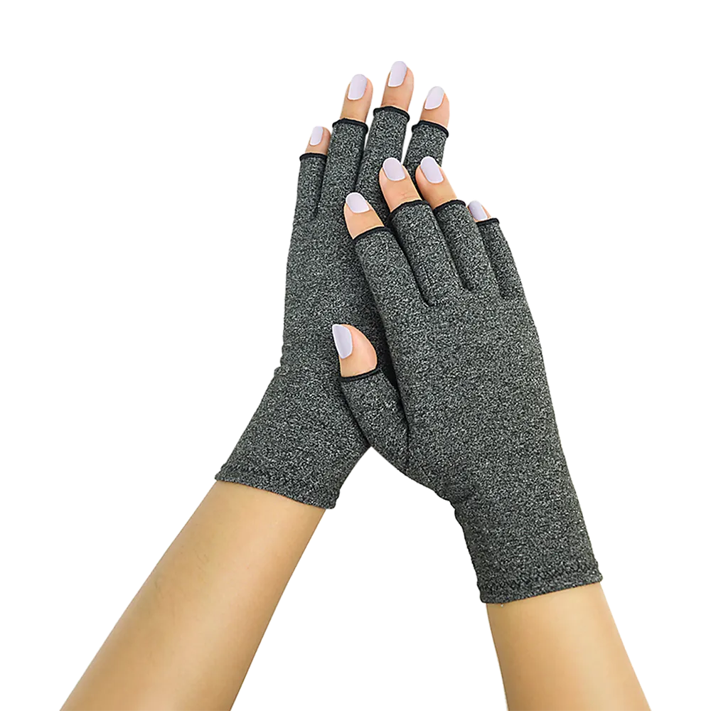 Medium Grey Compression Arthritis Gloves, Soft Stretchy - Randy & Travis