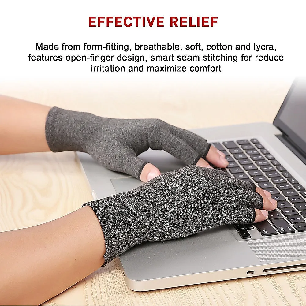 Medium Grey Compression Arthritis Gloves, Soft Stretchy - Randy & Travis