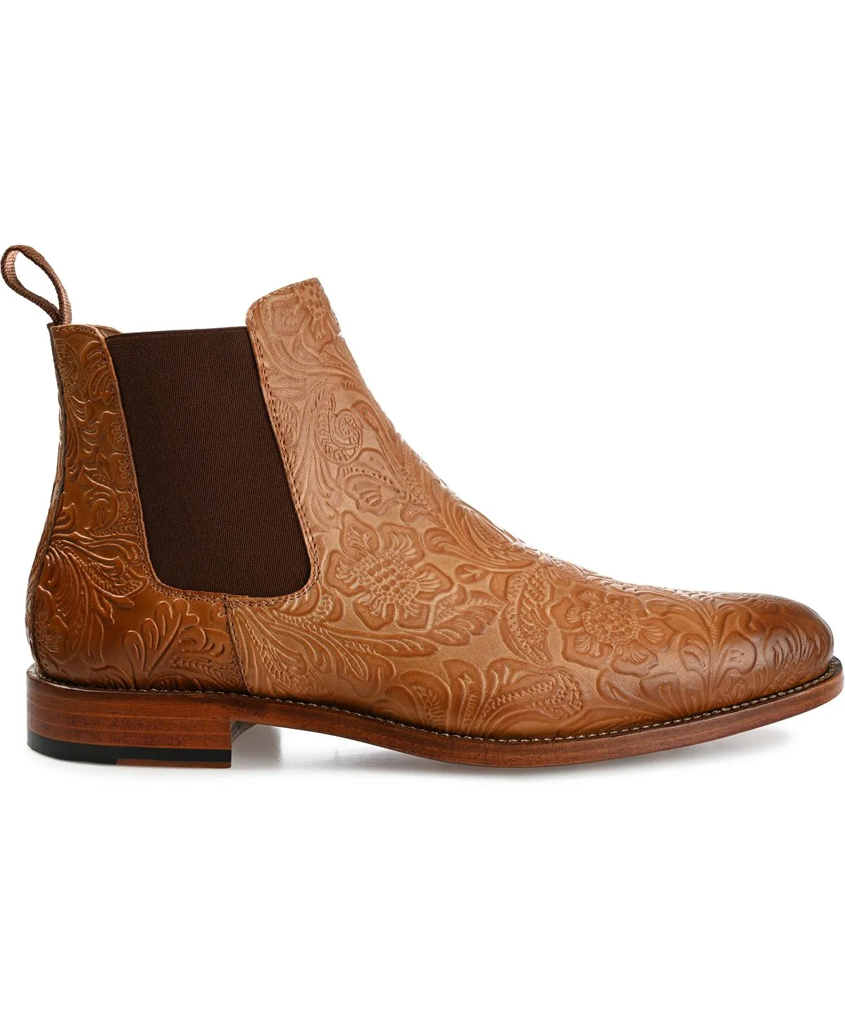 Men's Jude Leather Chelsea Boots with Floral Taft Embossing