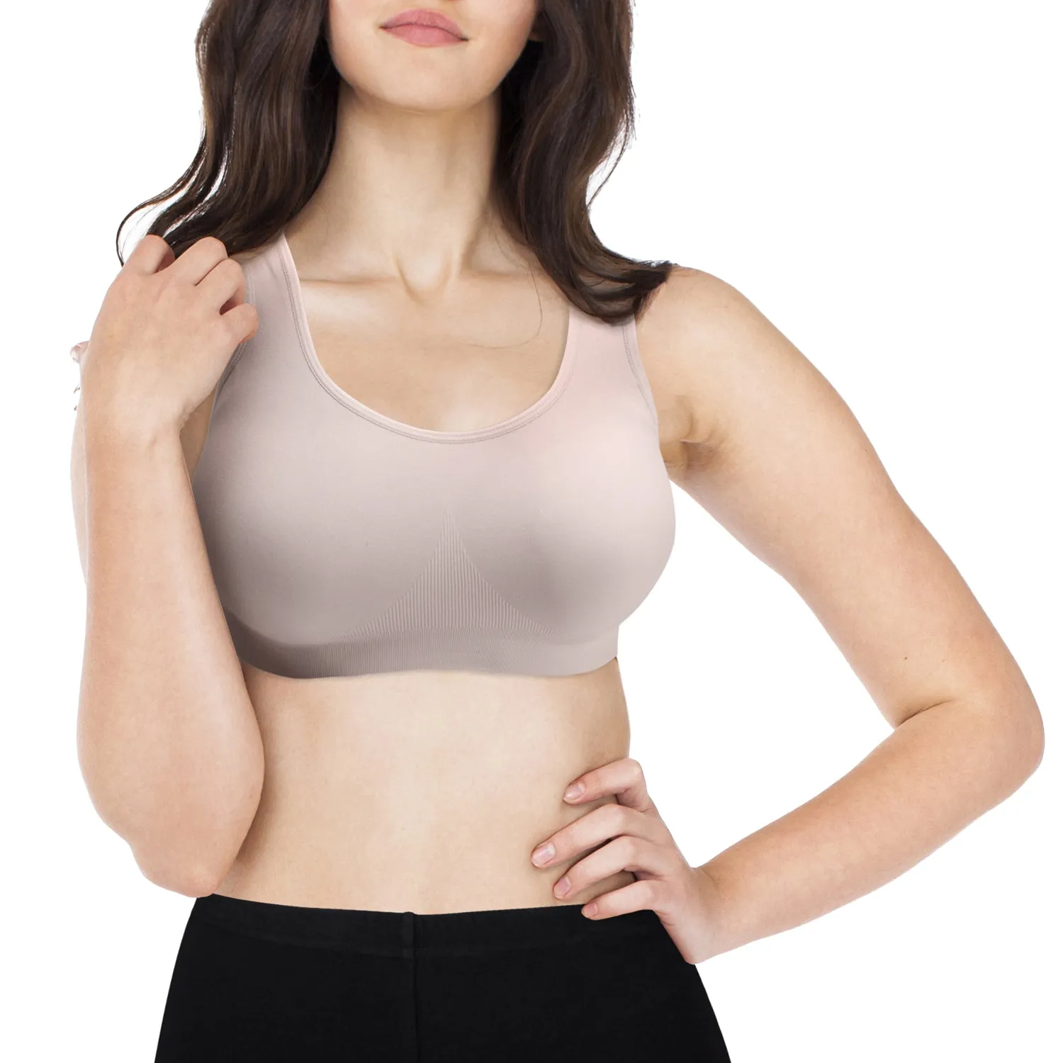 Nude Racerback Sports Bras, Removable Padded Seamless Activewear Fitness Bra