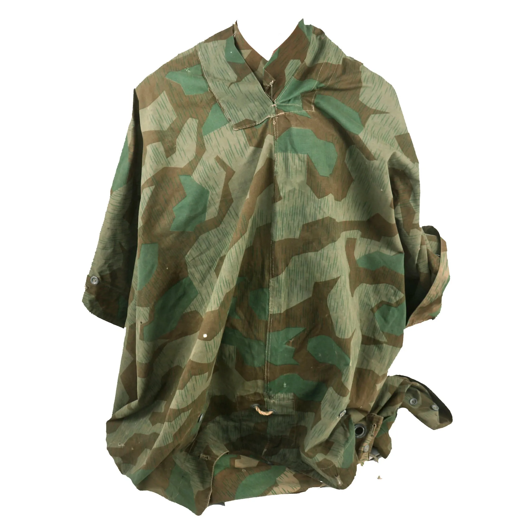 Original German WWII Zeltbahn Tent Quarter & Poncho in Splinter Pattern Reversible Camouflage by Heinrich Hofmann - dated 1942