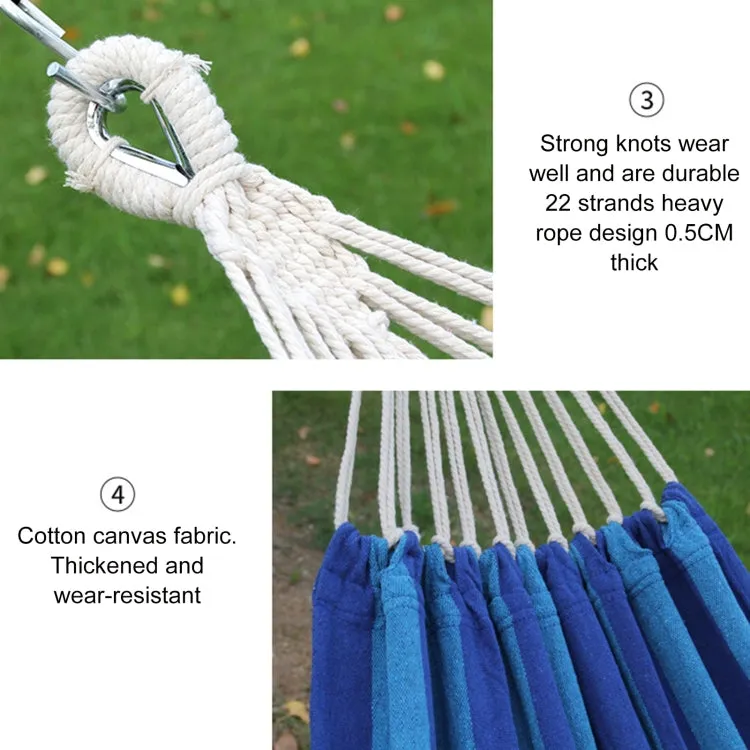 Outdoor Double Thickened Canvas Hammock Indoor Swing, Size:200x100cm(Dark Blue)