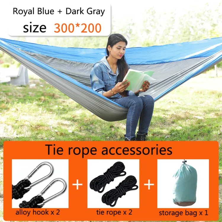 Outdoor Hammock Nylon Parachute Cloth Travel Camping Swing, Style: 3m x 2m (Royal Blue Dark Gray)