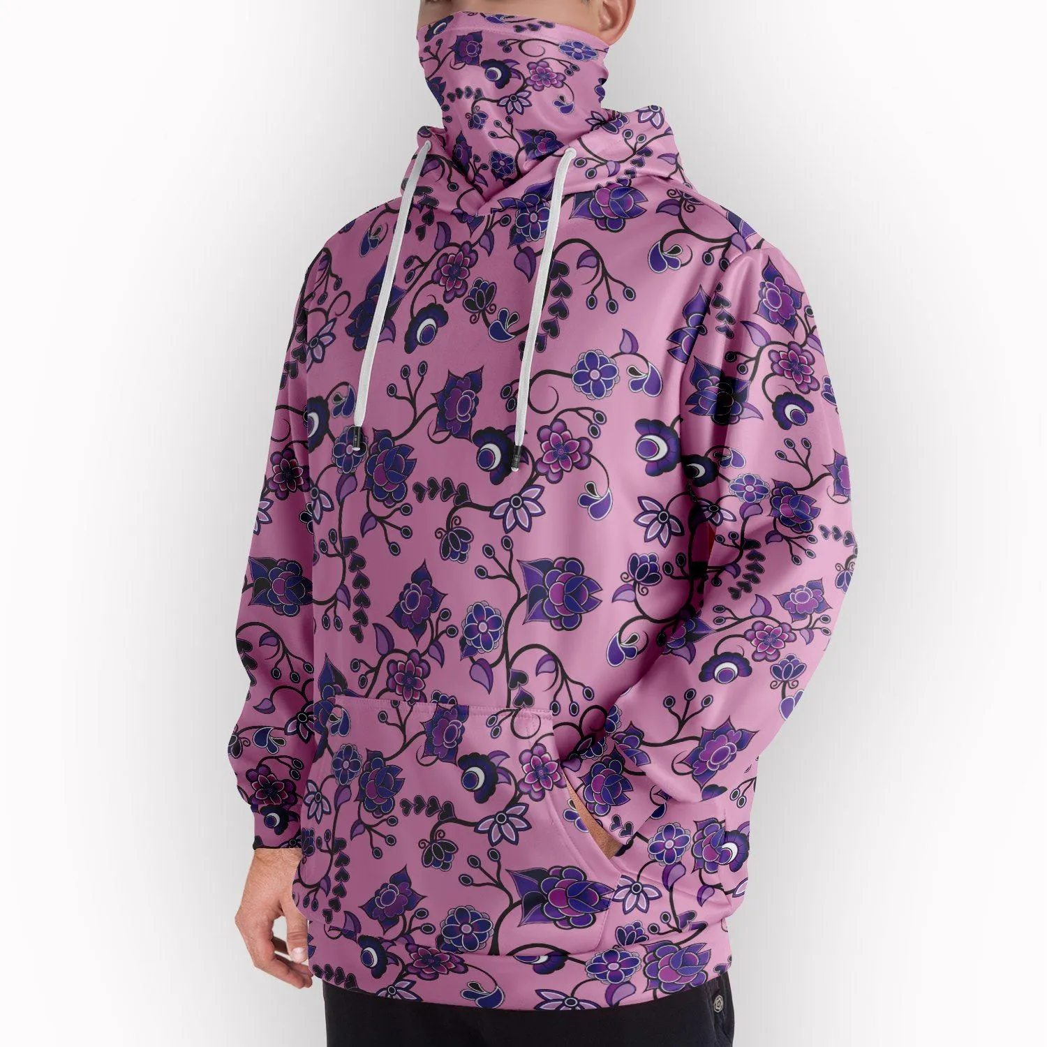 Purple Floral Amour Hoodie with Face Cover